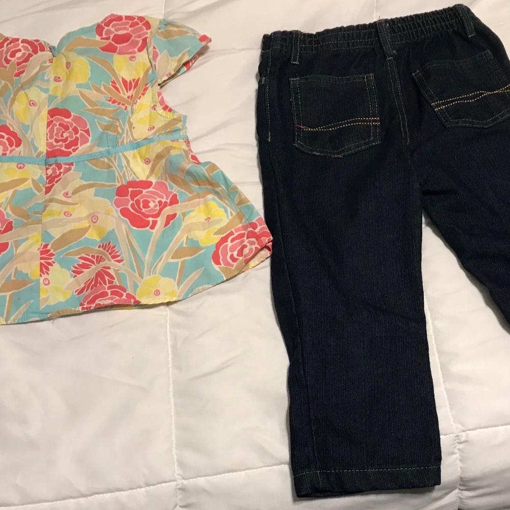 BABY GAP FLORAL PRINT BLOUSE/TOMMY HILFIGER JEANS